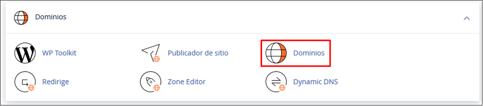 Dar clic en dominios