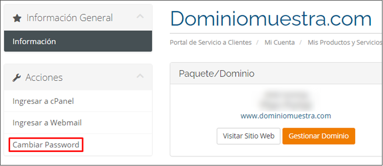 Cambiar password