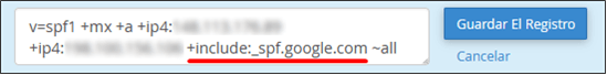 Instalar un registro SPF Personalizado