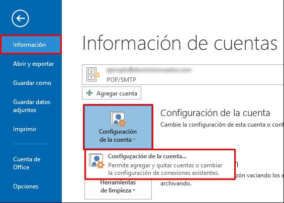 Ir a Configuración de la cuenta.
