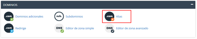 Elige opción Alias